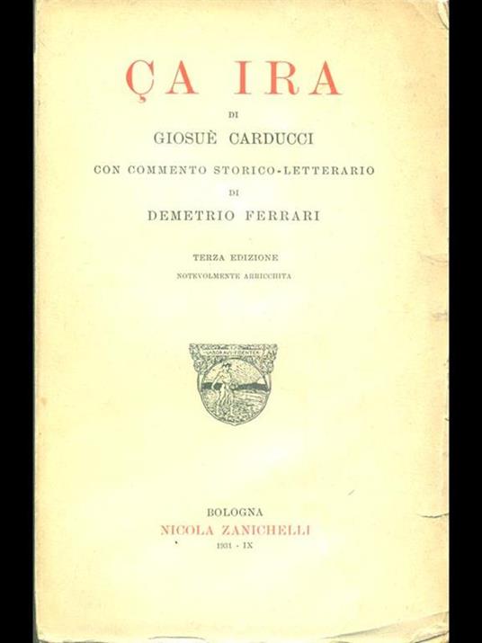 Ca Ira - Giosuè Carducci - copertina