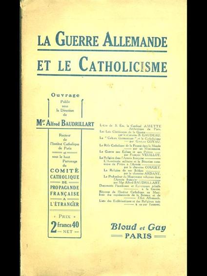 La Guerre Allemande et le Catholicisme - Alfred Baudrillart - copertina