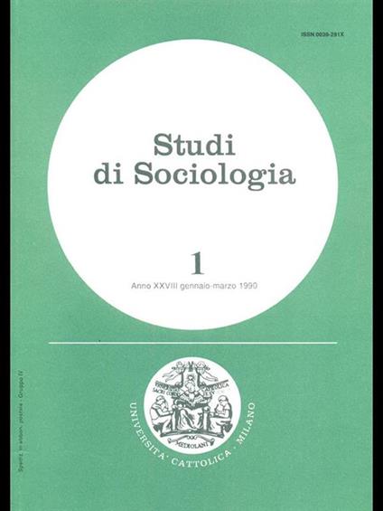 Studi di Sociologia 1. anno XXVIII gennaio-marzo 1990 - copertina