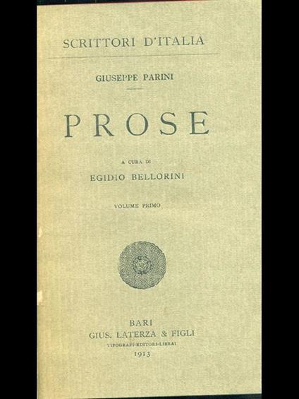 Prose. Vol. I - Giuseppe Parini - copertina