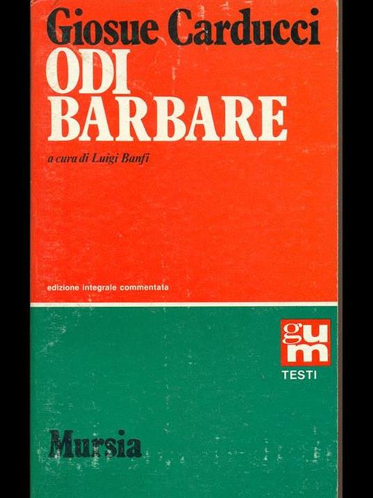Odi barbare - Giosuè Carducci - copertina