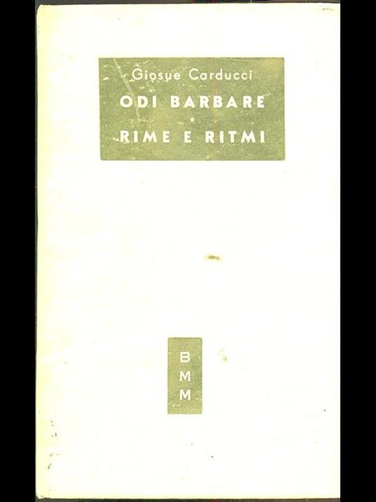Odi barbare. Rime e ritmi - Giosuè Carducci - copertina
