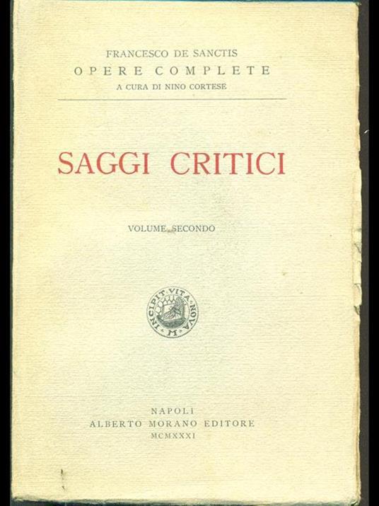 Saggi critici. Vol. Secondo - copertina