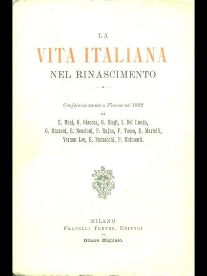 La vita italiana nel Rinascimento - copertina