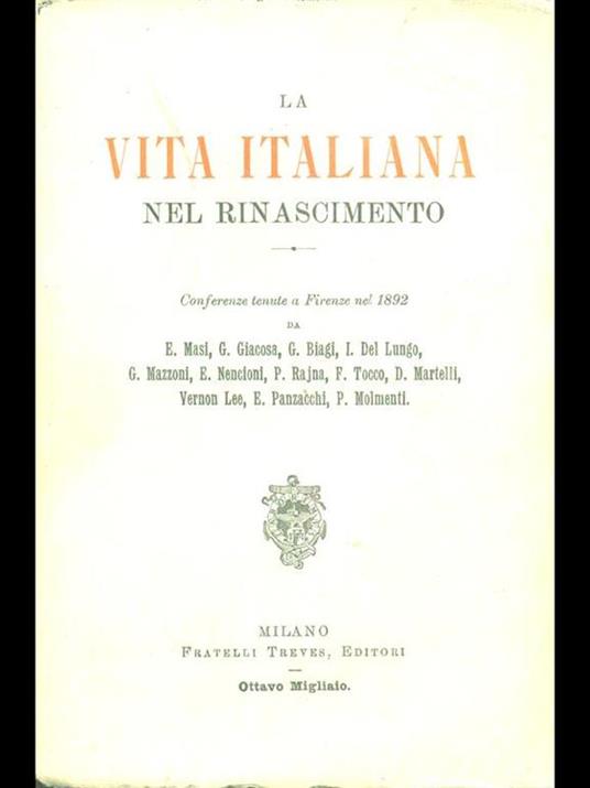 La vita italiana nel Rinascimento - copertina