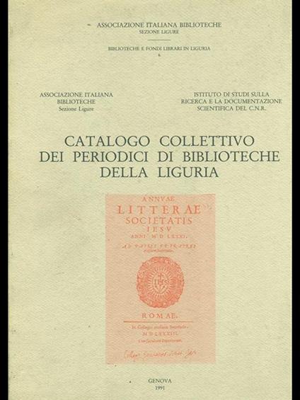 Catalogo collettivo dei periodici di biblioteche della Liguria - copertina