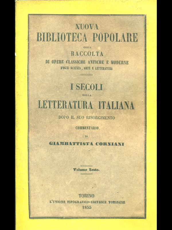 I secoli della letteratura italiana volume sesto