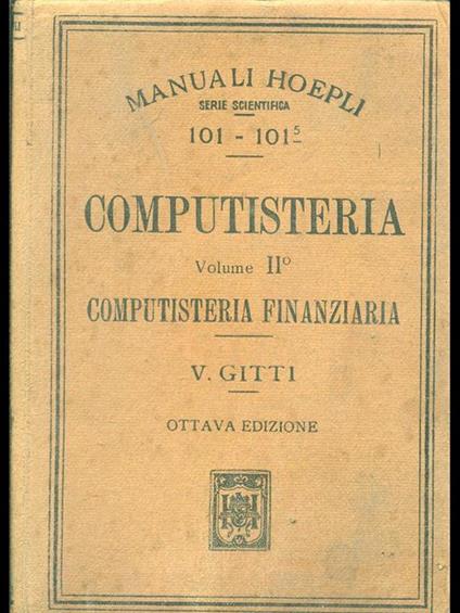 Computisteria volume II - Computisteria finanziaria - Vincenzo Gitti - copertina