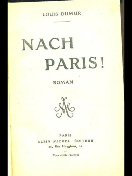 Nach Paris! - Louis Dumur - copertina
