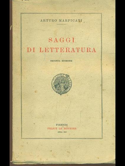 Saggi di letteratura - Arturo Marpicati - copertina
