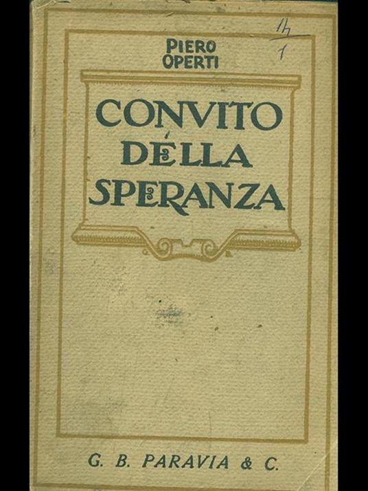 Convito della speranza - Piero Operti - copertina