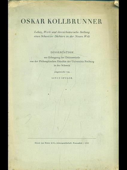 Oskar Kollbrunner - Linus Spuler - copertina