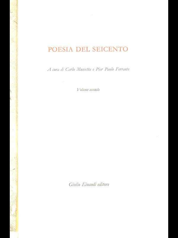 Poesia del seicento volume secondo