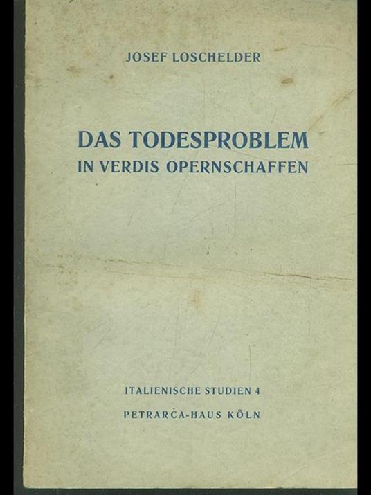 Das todesproblem in verdis opernschaffen - copertina