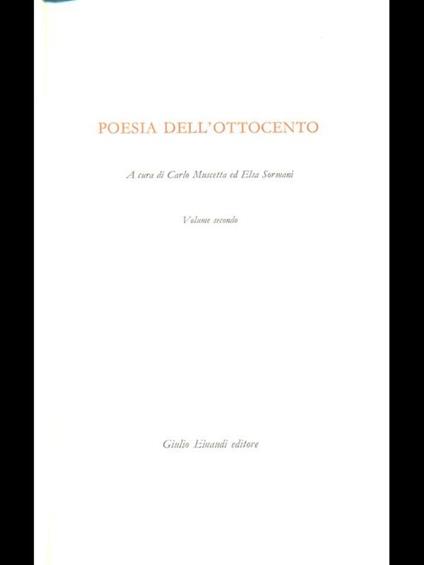 Poesia dell'Ottocento volume secondo - Muscetta,Sormani - copertina