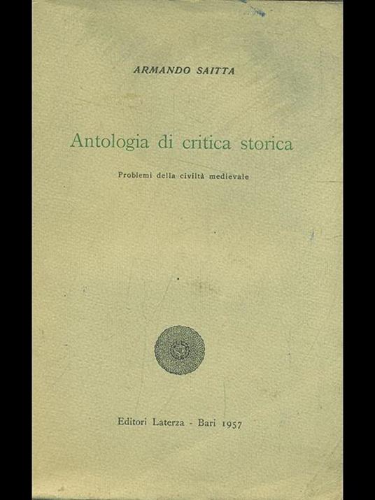 Antologia di critica storica  - Armando Saitta - copertina