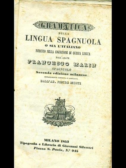 Gramatica della lingua spagnuola - copertina