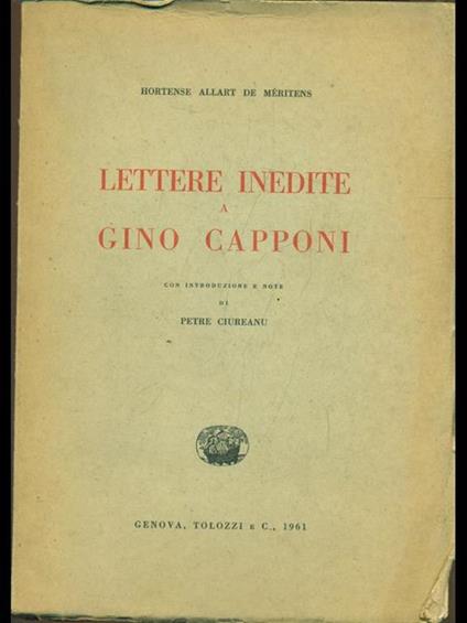 Lettere inedite a Gino Capponi - copertina