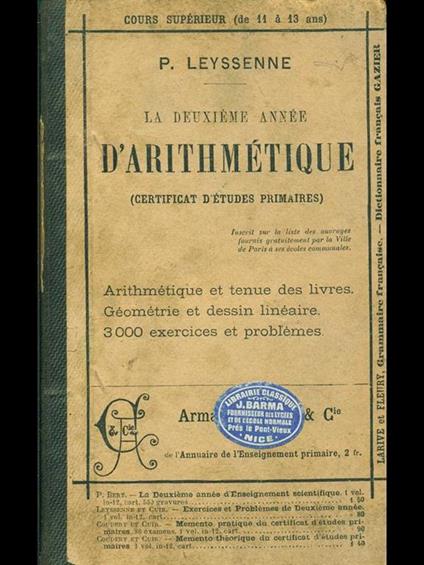 La deuxieme annee d'arithmetique - P. Leyssenne - copertina
