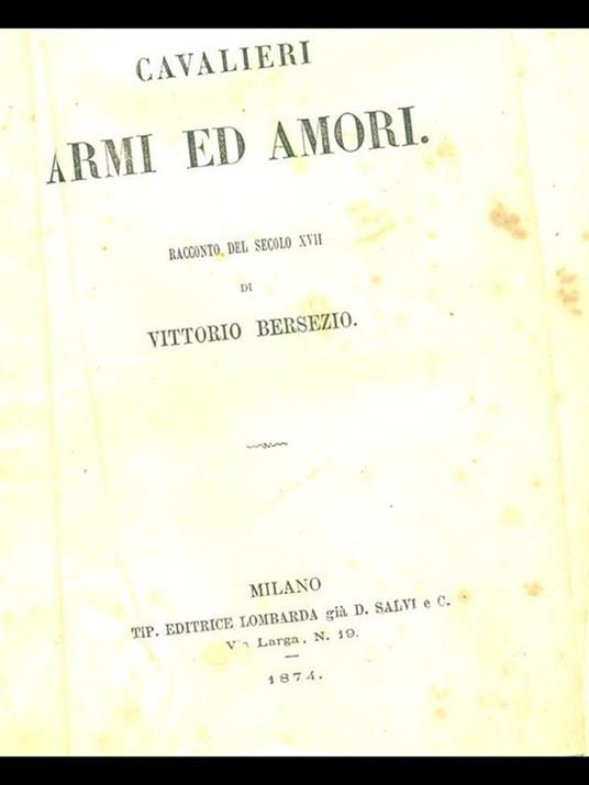 Cavalieri armi ed amori - Vittorio Bersezio - copertina