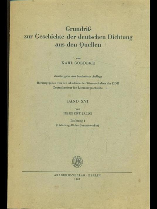 Grundrib zur geschichte der deutschen dichtungaus den quellen I - copertina