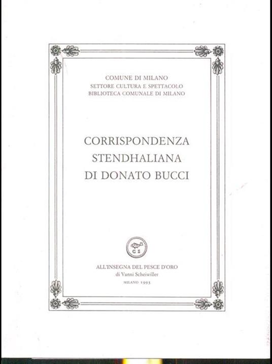 Corrispondenza stendhaliana di Donato Bucci - Gian Franco Grechi - copertina
