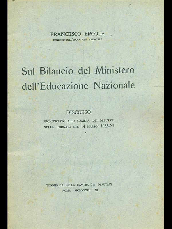 Sul bilancio del ministero dell'educazione nazionale