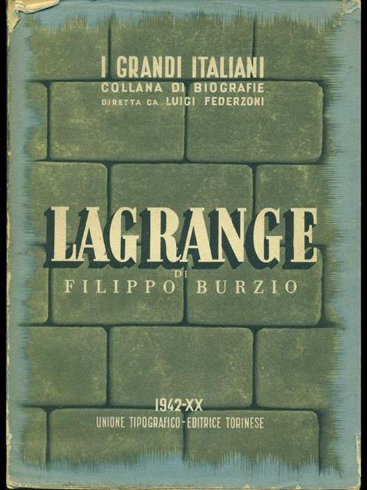 Lagrange - Filippo Burzio - copertina