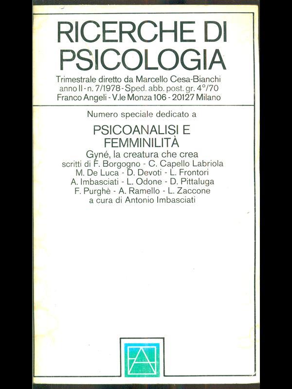 Ricerche di psicologia n 7 -1978