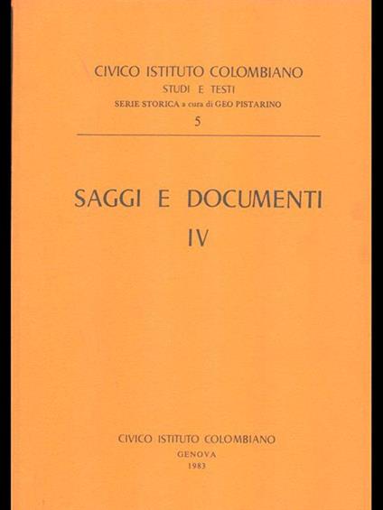 Saggi e documenti IV - copertina