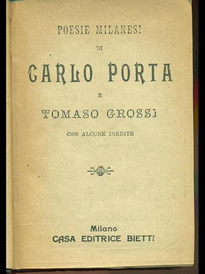 Poesie milanesi - Tommaso Grossi,Carlo Porta - copertina