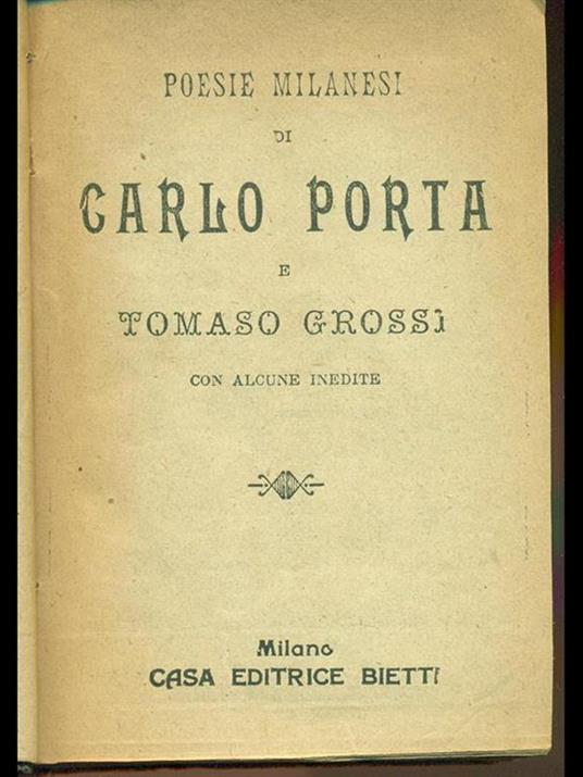 Poesie milanesi - Tommaso Grossi,Carlo Porta - copertina