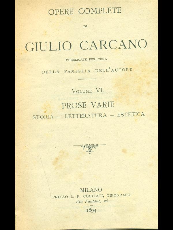 Opere complete Vol. -6 Prose varie