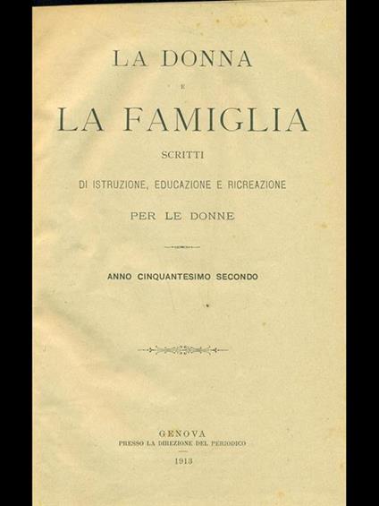 La donna e la famiglia 1913-1914 - copertina