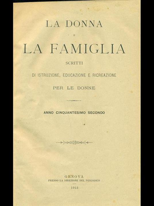 La donna e la famiglia 1913-1914 - copertina