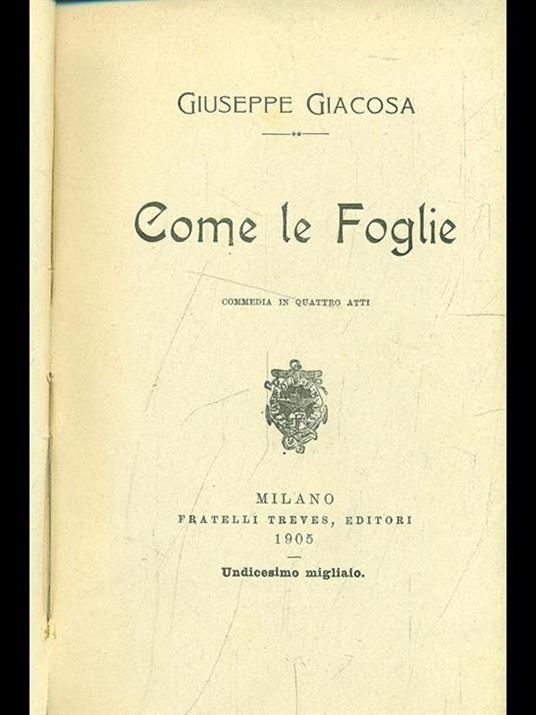 Come le foglie - Giuseppe Giacosa - copertina