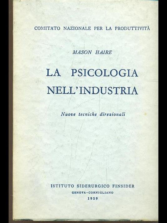 La psicologia nell'industria - Mason Haire - copertina