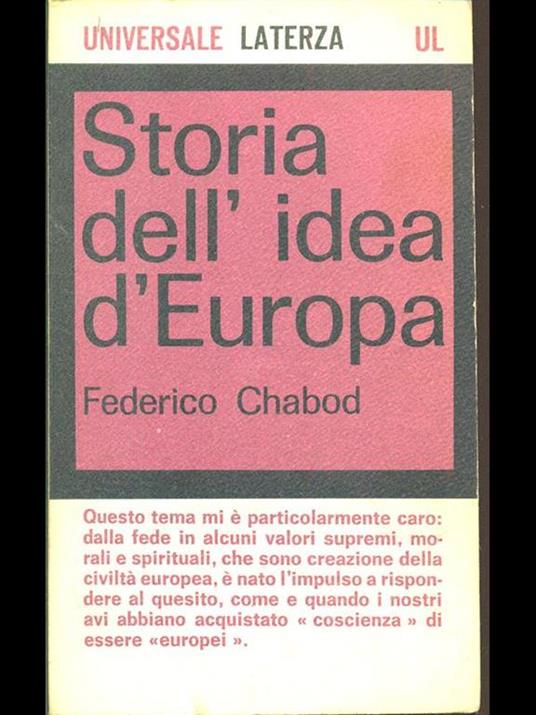 Storia dell'idea d'Europa - Federico Chabod - copertina