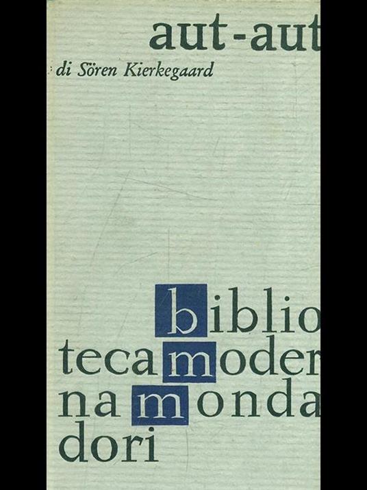 Aut-aut - Sören Kierkegaard - copertina