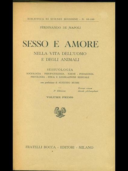 Sesso e amore nella vita dell'uomo e degli animali Vol. 1 - copertina