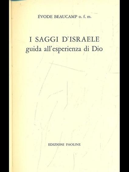 I saggi d'Israele guida all'esperienza di Dio - Evode Beaucamp - copertina