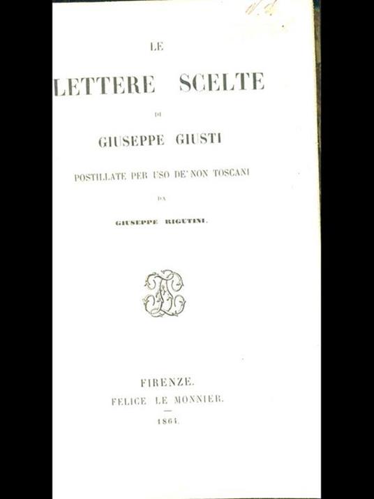 Le lettere scelte - Giuseppe Giusti - copertina