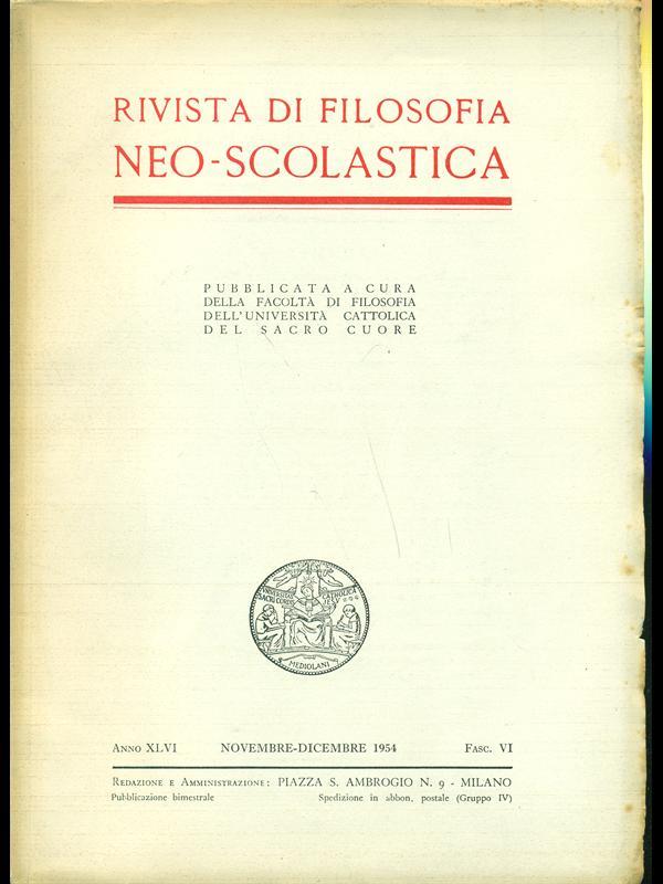 Rivista di filosofia neo-scolastica fasc. 6anno1954