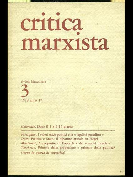 Critica marxista n. 3 1979 - copertina
