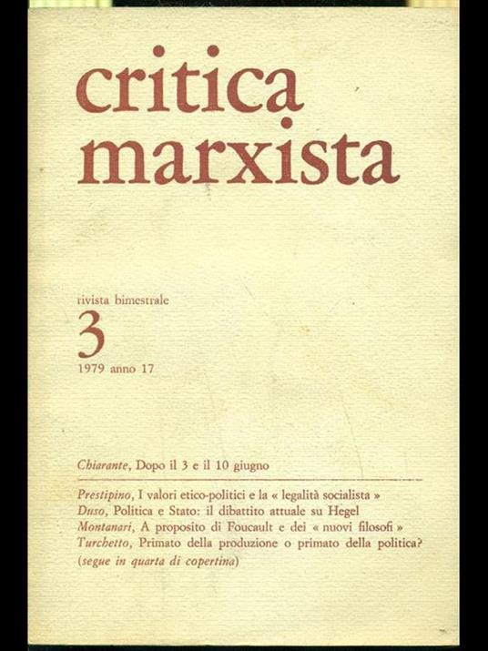 Critica marxista n. 3 1979 - copertina