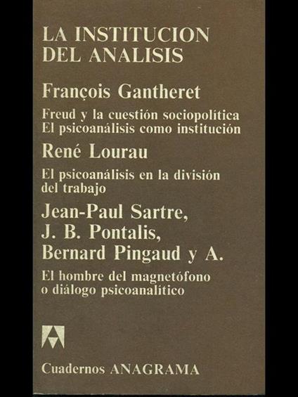 La institucion del analisis - copertina