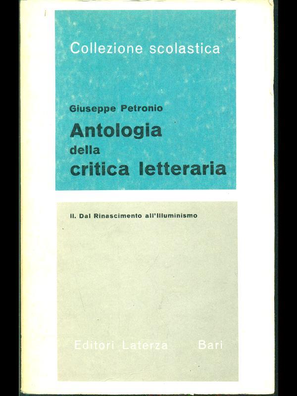 Antologia della critica letteraria II Dal Rinascimento all'Illuminismo