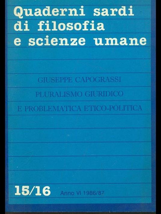 Quaderni sardi di filosofia e scienzeumane 15/16 - copertina