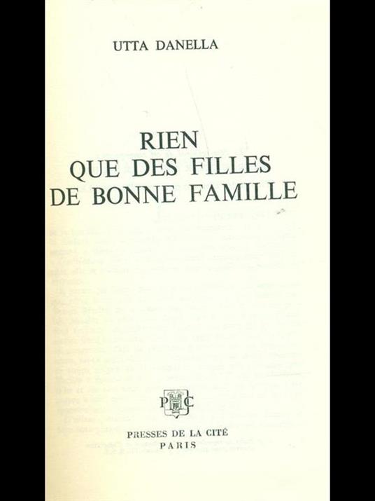 Rien que des filles de bonnefamille - Utta Danella - copertina