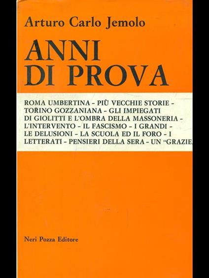 Anni di prova - Arturo C. Jebolo - copertina